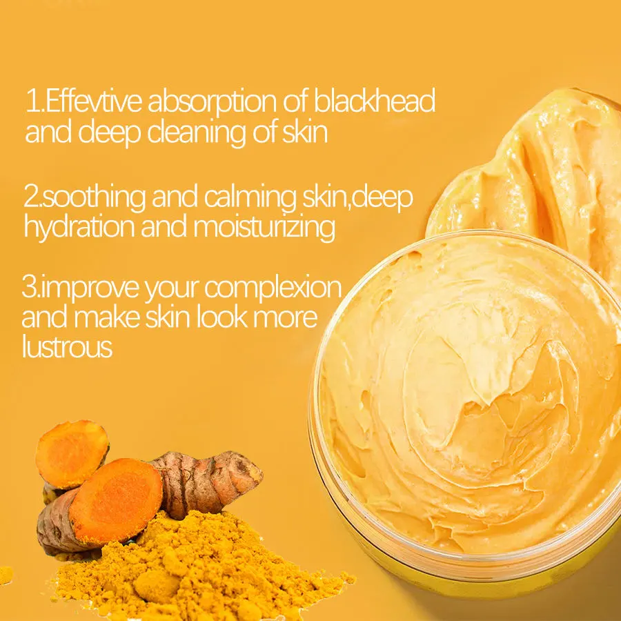 Herbicos Wholesale OEM Vitamin C Turmeric Clay Mask for Skin Lightening Whitening Acne Relief Purify Pores Blackheads