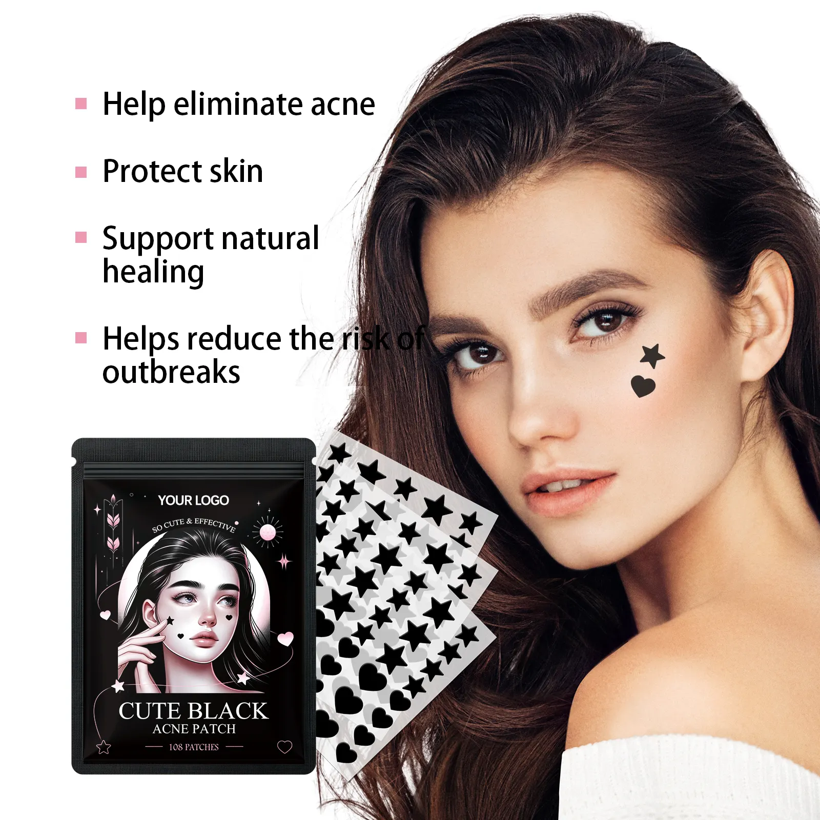 Custom logo Hydrocolloid Acne Patch Colorful Wound Dressings Personalized Star Stickers Pimple Patches Product Private Label OEM