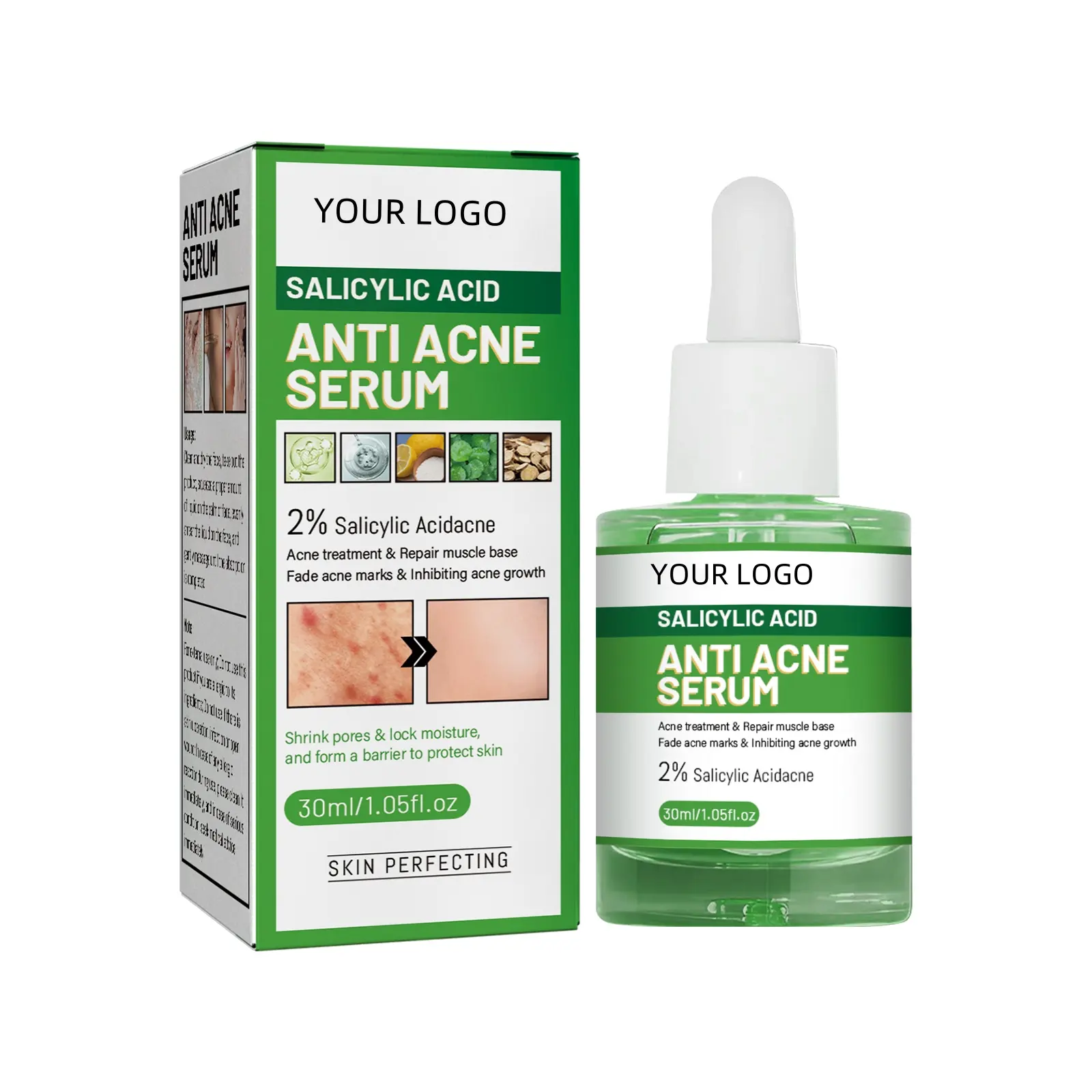 Wholesale Double Effect Acne Removing Serum Private Label Organic Oil Control Exfoliating Repair Acne Repair Face Serum