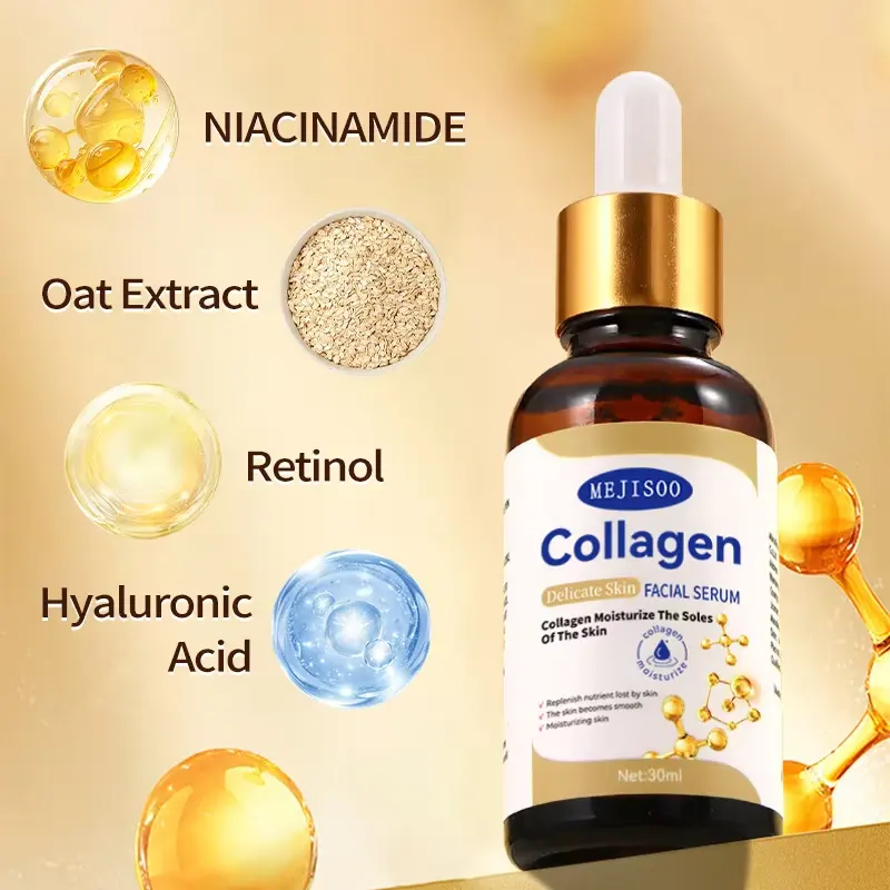 OEM Private Label Anti Aging Collagen Facial Serum Whitening Moisturizing Face Essence Custom Formula & Packaging Manufacturer