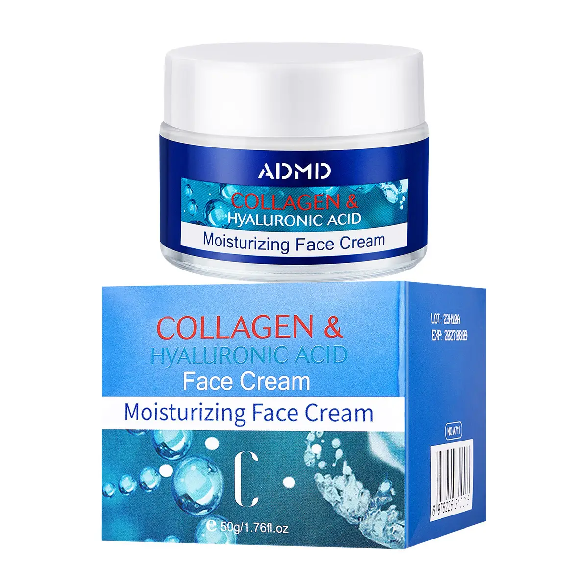 Private Label OEM Collagen & Hyaluronic Acid Face Cream Moisturizer with Shea Butter & Vitamin for All Skin Types Skin Whitening