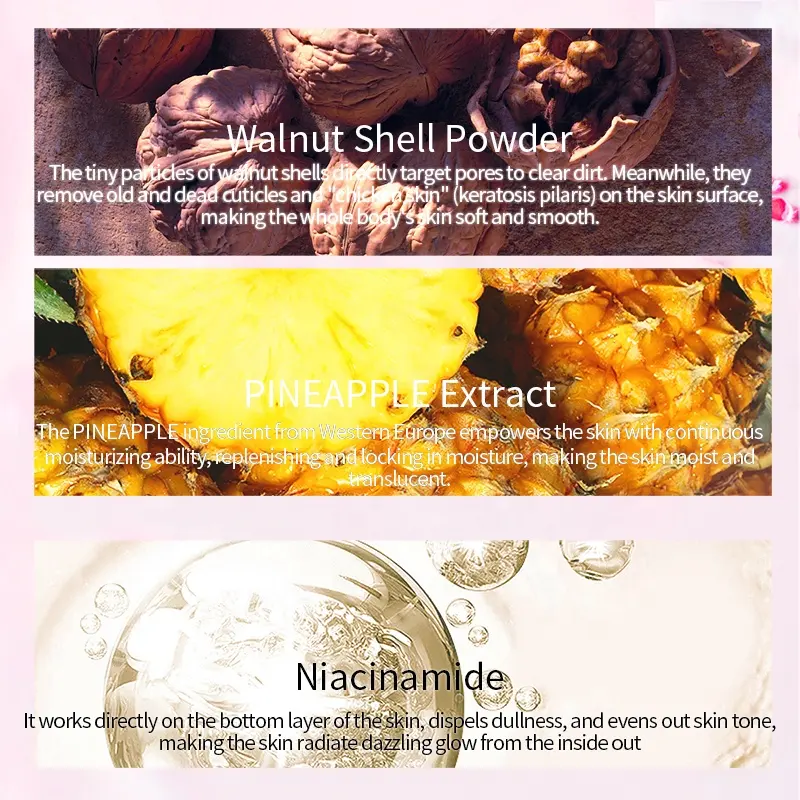 AESTHTANY Pineapple Fruit Body Scrub Gentle Exfoliator Nourish Rough Skin Brighten Dull Complexion Post-Shower SkinCare