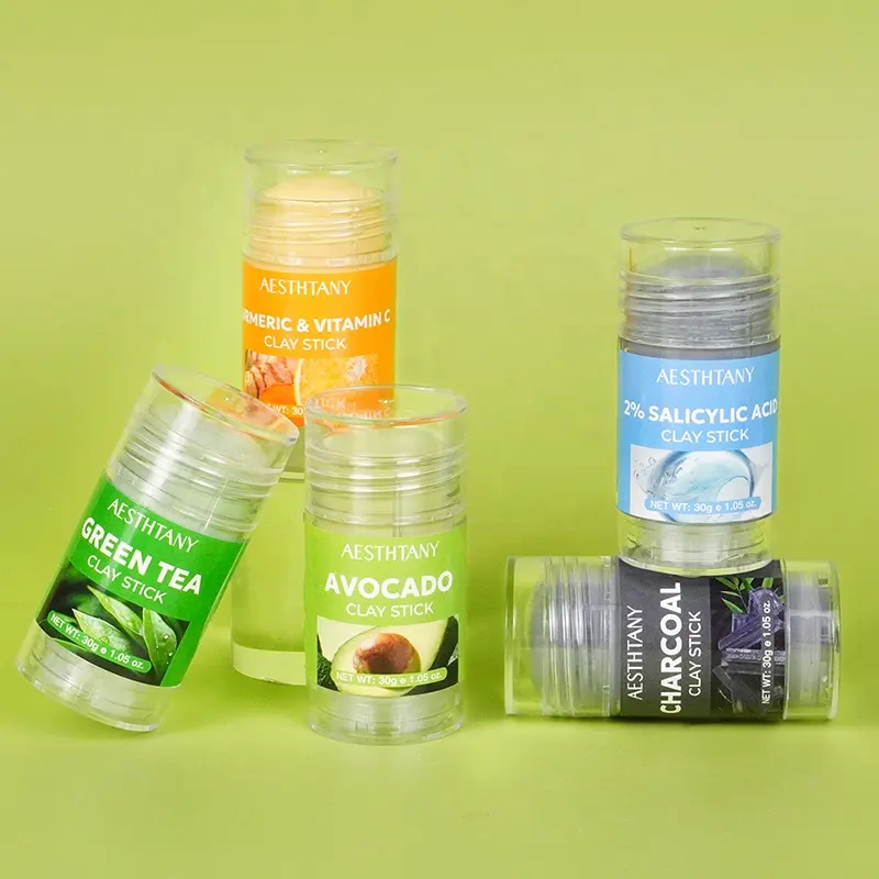 AESTHTANY 30g Salicylic Acid Turmeric Solid Mud Stick Face Tighten Refine Pores Reduce Sebum Subsiding Redness Skin Care OEM