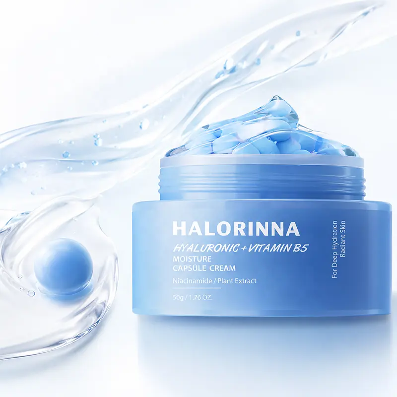 HALORINNA OEM 50g Hyaluronic Vitamin B5 Revitalizing Capsule Cream Regulation Restore Translucent Glow Moisturizing Repair Care