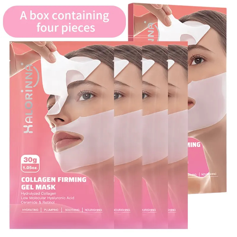 HALORINNA Collagen Firming Gel Facial Sheet with Niacinamide & Hyaluronic Acid Anti-Wrinkle Moisturizing Whitening Face Sheet