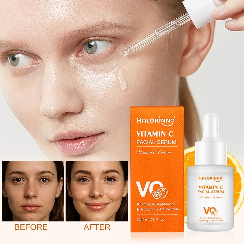 HALORINNA Custom 30ml Vitamin C Facial Serum Deep Hydration Moisturizing Hyaluronic Acid Serum Skin Brightening Serum