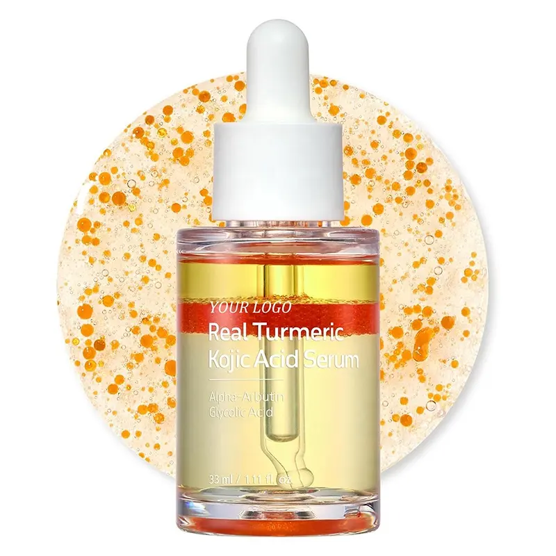 Private Label Turmeric Kojic Acid Alpha Arbutin Facial Serum Harmonize Uneven Dull Complexion Nourish Daily Facial Maintenance