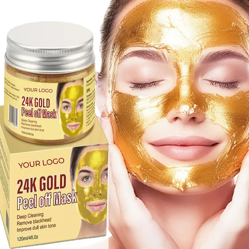 Private Label 24k Gold Facial Mask Anti Aging Hydrating Peel off Face Masked Beauty Gold Facial Mask Skincare Skin Care Products