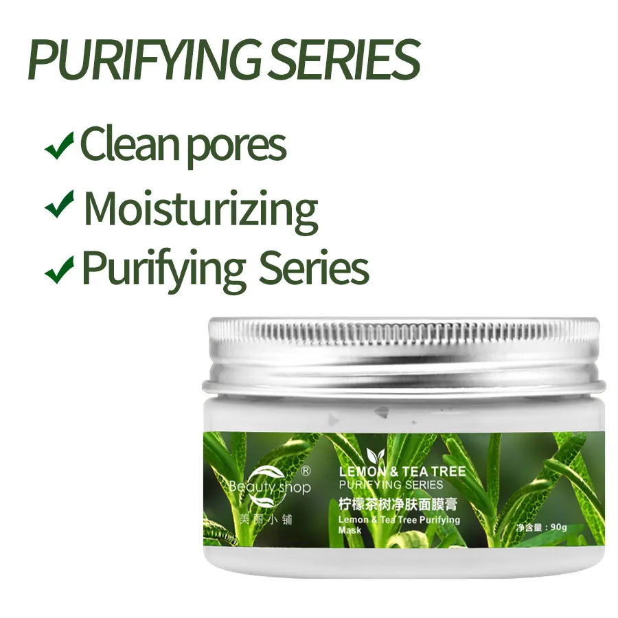 Lemon Tea Tree Purifying Facial Mask Moisturizing Whitening Skincare for Dry Skin Cream Form with Vitamin C Herbal Ingredients