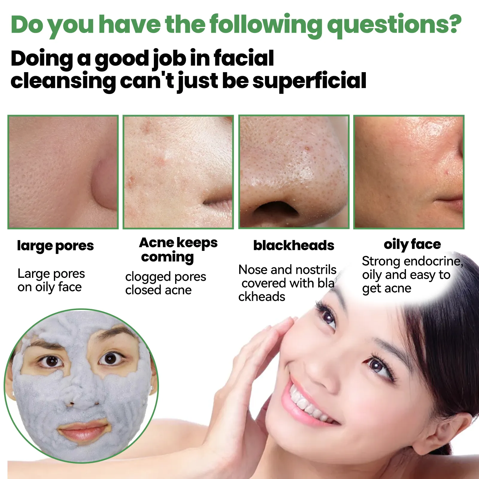 Bubble Facial Mud Mask Bubble Deep Cleansing Facial Mask for Acne & Pores Removal Facial Carbonated Korea Bubble Mask