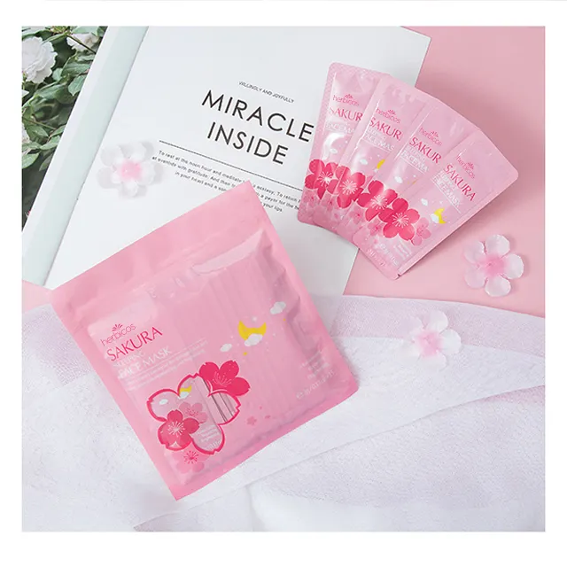 Herbicos Natural Plant Extraction Portable Travel Face Wash Free Brightening Sakura Sleeping Facial Mask