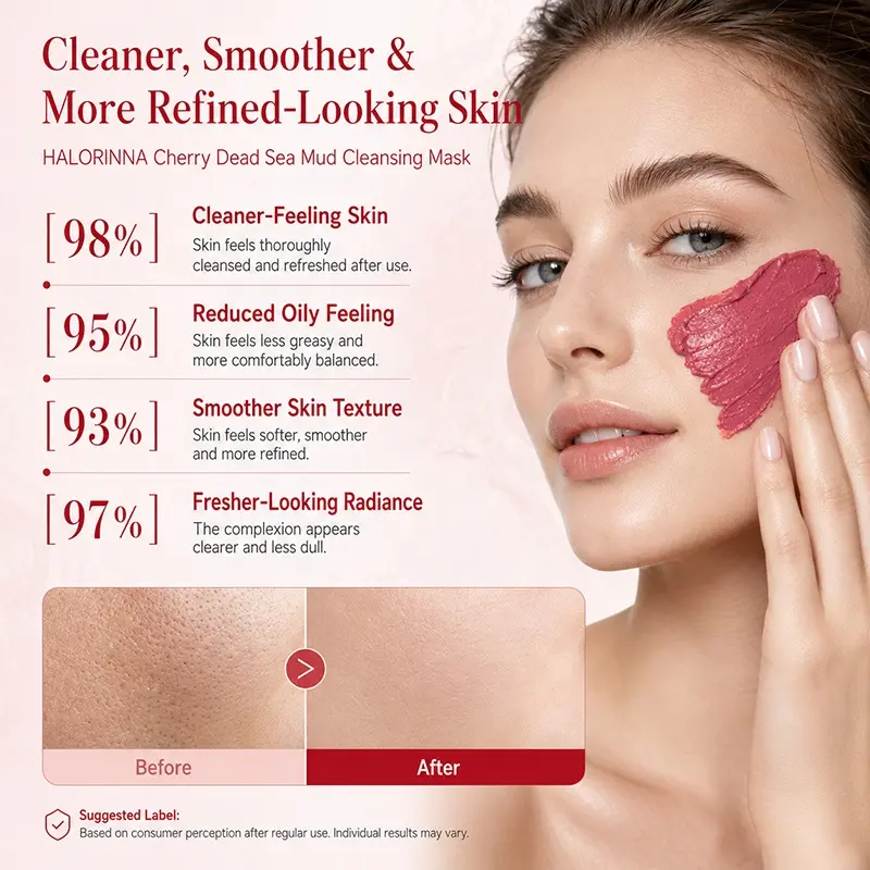 HALORINNA 130g Cherry Deep Sea Mud Cleansing Mask Deep Cleansing Native Skin Luster Moisturizing Smoothing Daily Facial Care OEM