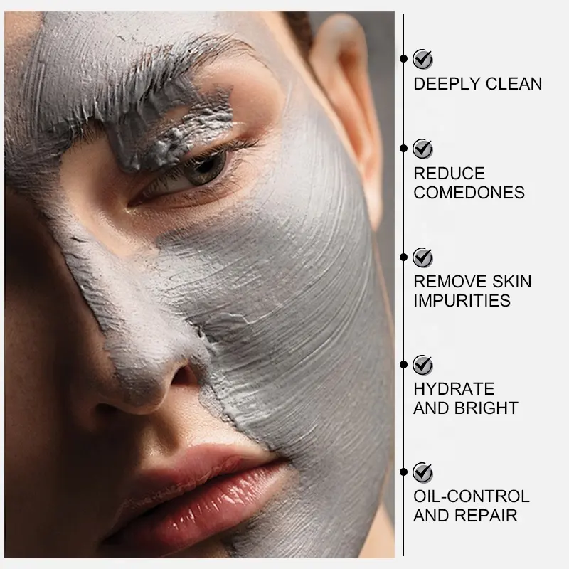 AESTHTANY 50ml Magnetic Mud Mask Iron Powder Seaweed Bisabolol Deep Pore Cleansing Moisturizing Oil Control All Skin Types