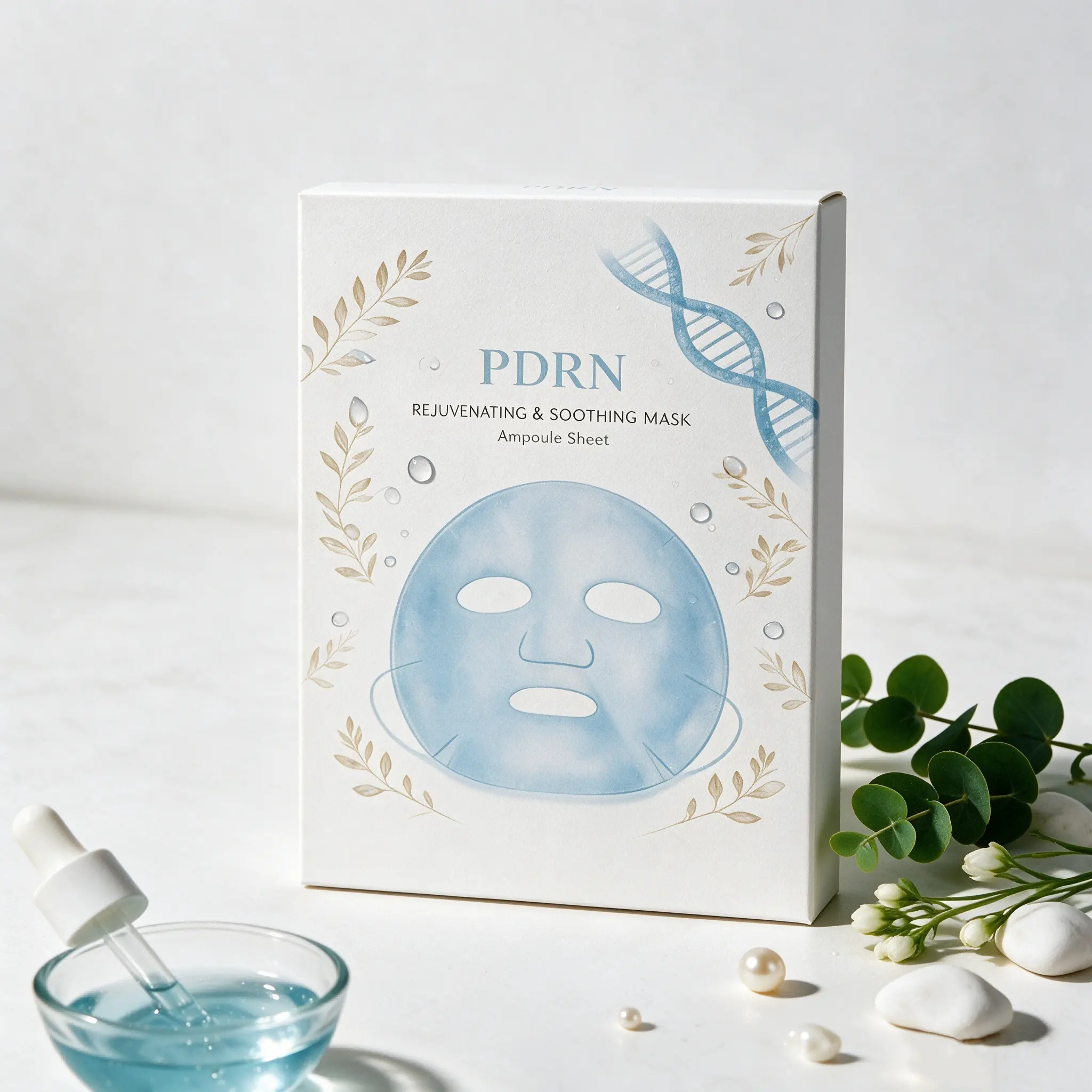 OEM Korean PDRN Salmon DNA Collagen Ampoule Sheet Mask Anti Aging Hydrating Brightening Firming Vegan Private Label Wholesale