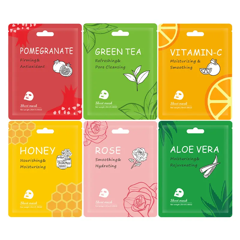 Fruit Moisturizing Repair Firming Sheet Mask Shrink Pores Vitamin C Aloe Vera Fruit Facial Mask
