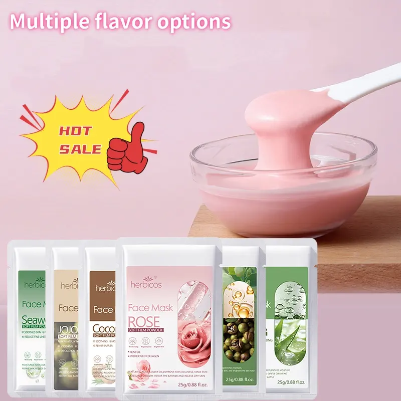 OEM ODM Skin Care Jelly Mask Powder Whitening Moisturizing Clean Pores Organic Rose Coconut Aloe Collagen Facial Mask Powder detail