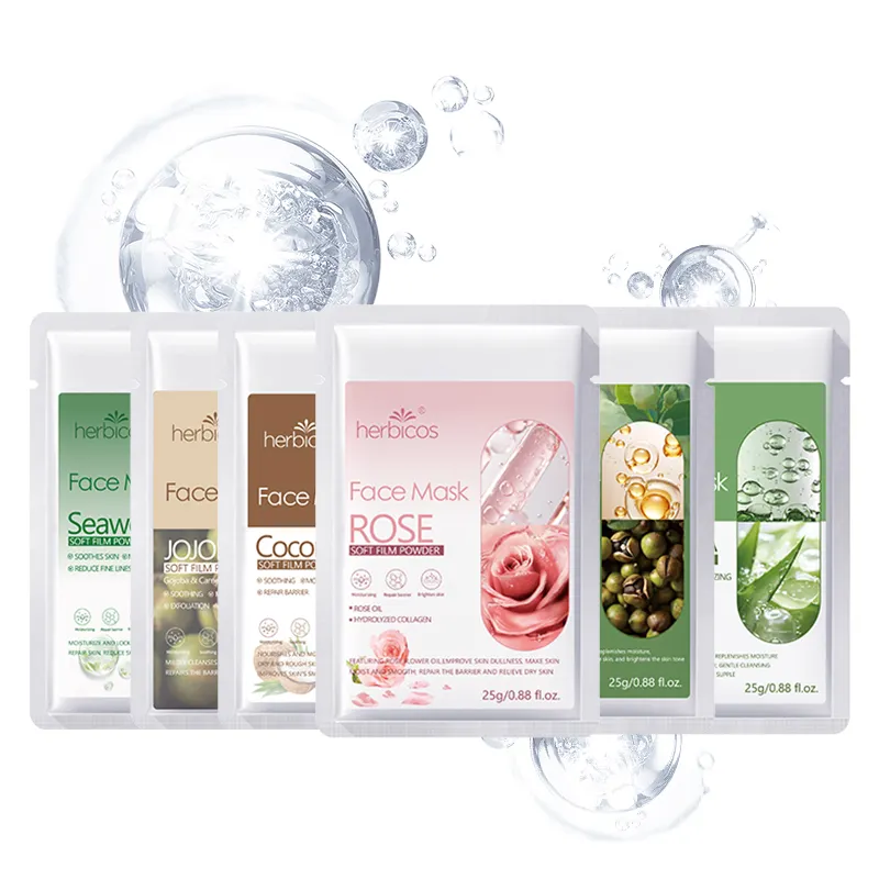 OEM ODM Skin Care Jelly Mask Powder Whitening Moisturizing Clean Pores Organic Rose Coconut Aloe Collagen Facial Mask Powder