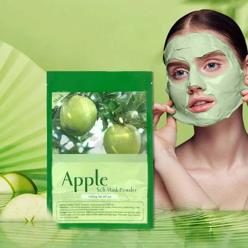 Herbicos Free Sample Apple Smell Private Label Beauty Salon Soft Powder Clay Face Facial Whitening Masking Powder