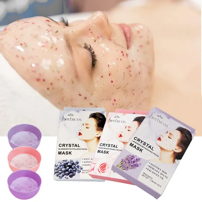 Herbicos OEM/ODM Lavender Refreshing Peel Off Beauty Facial Masks Korean Cosmetics Collagen Powder Hydro Facial Mask Jelly Mask