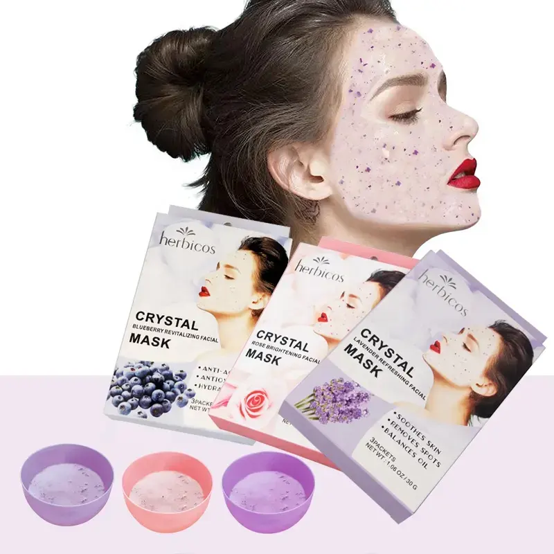Herbicos OEM/ODM Lavender Refreshing Peel Off Beauty Facial Masks Korean Cosmetics Collagen Powder Hydro Facial Mask Jelly Mask