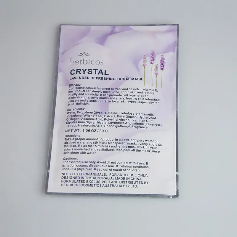 Herbicos OEM/ODM Lavender Refreshing Peel Off Beauty Facial Masks Korean Cosmetics Collagen Powder Hydro Facial Mask Jelly Mask