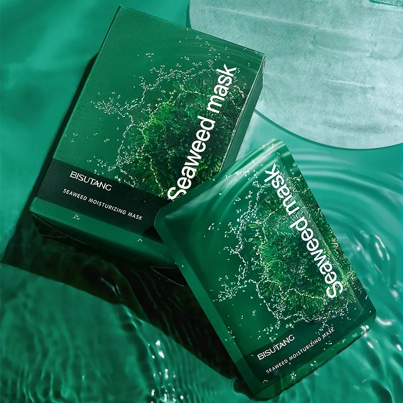 BISUTANG Seaweed Serum Moisturizing Facial Mask Face Skin Hydrating Moisturising Facial Mask 10PCS/Box