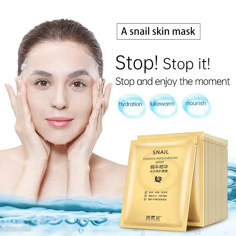 BISUTANG Wholesale 10pcs/Box Hydrating Moisturizing Snail Essence Facial Mask Vegan Cotton Nourishing Skin Care Cosmetic Face