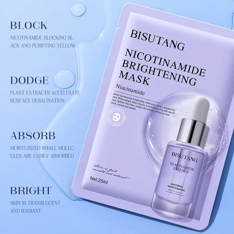 Nicotinamide Brightening Sheet Mask Rose Water Centella Asiatica Extract Targets Dullness Improves Skin Tone Turkic Rose Oil