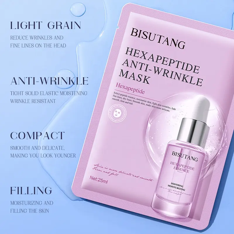 OEM Hot Sell 25ml Nicotinamide Whitening Hydrating Beauty Face Sheet Mask Hexapeptide Anti-Wrinkle Facial Mask