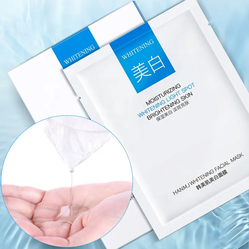 Hanmj Wholesale Mild Skin Care Products Whitening Lightening Hydrating Sheet Mask Cotton Face Mask Arbutin Yellowing Hydrating