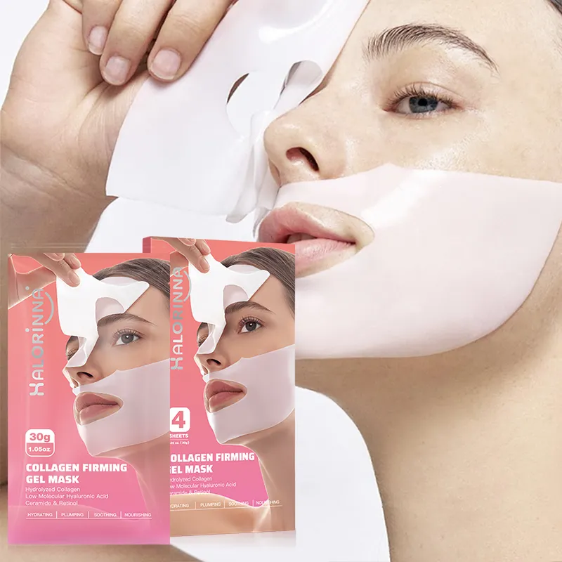 HALORINNA Collagen Firming Gel Mask 30g X 4 Sheets Hydrating Moisturizing Facial Sheet Mask Skin Care Brightening Smoothing