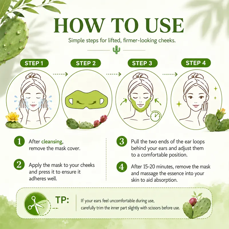 OEM HALORINNA Cactus V-Shaped Lifting Mask Hydrolyzed Collagen Retinol Physical Lift Reduce Double Chin Puffiness Anti-Sagging