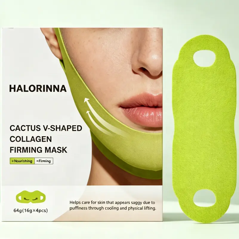 OEM HALORINNA Cactus V-Shaped Lifting Mask Hydrolyzed Collagen Retinol Physical Lift Reduce Double Chin Puffiness Anti-Sagging