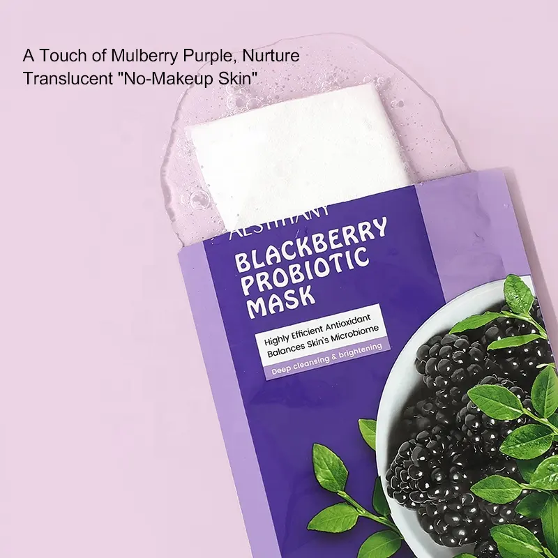 AESTHTANY Blackberry Probiotic Facial Sheet 25ml*10 Sheets Multi Nutrient Surface Harmony Boost Native Soft Skin Radiance Care