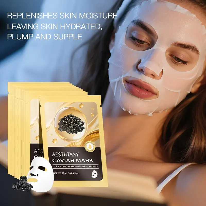 AESTHTANY CAVIAR MASK 25ml*10 Tablets Deep Moisture Replenishment Boost Soft Plump Skin Texture Daily Facial Nourishing Care