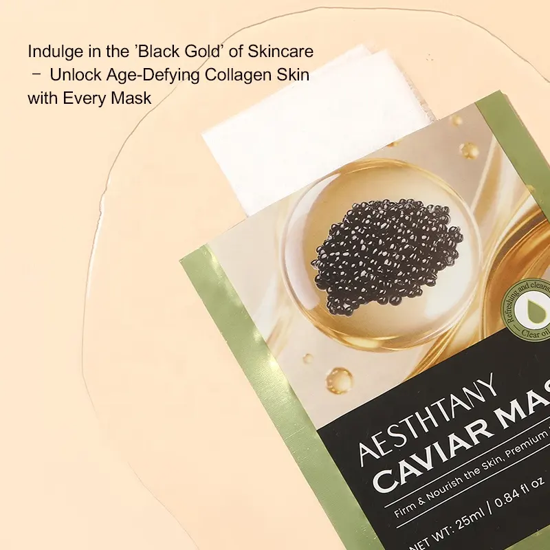 AESTHTANY CAVIAR MASK 25ml*10 Tablets Deep Moisture Replenishment Boost Soft Plump Skin Texture Daily Facial Nourishing Care