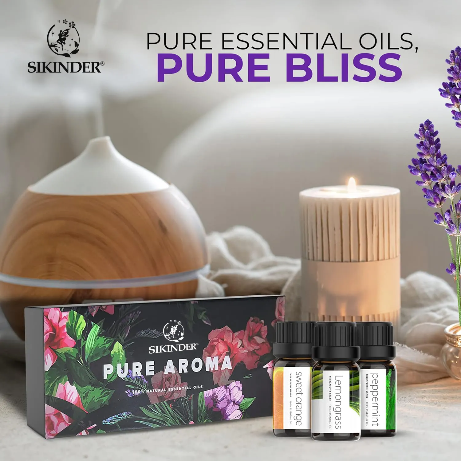 Hot Sale Pure Nature Organic Essential Oils Tea Tree Peppermint Lavender Diffuser with Myrrh Sandalwood Wholesale Selling Points