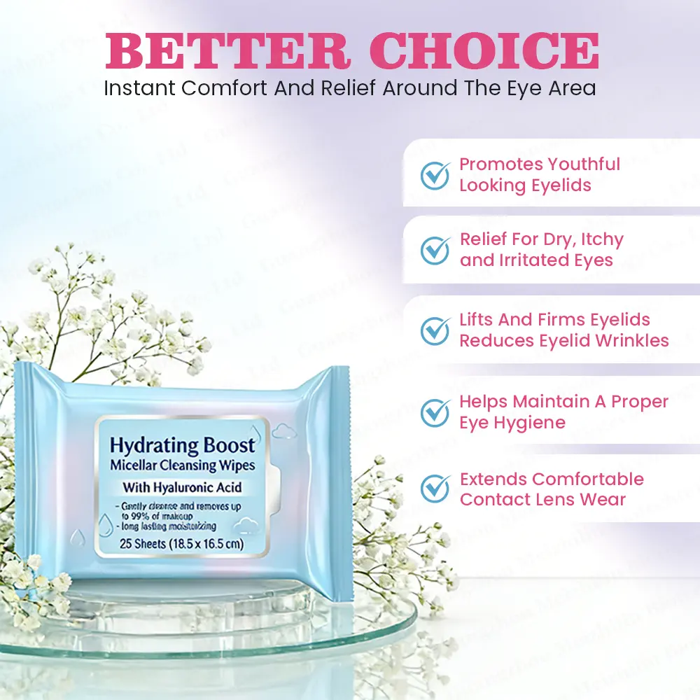 Micellar Makeup Remover Wipes, Daily Face Cleanser Wipes, Hydrating With Aloe Vera, Oil-Free,Individually Wrapped for Travel