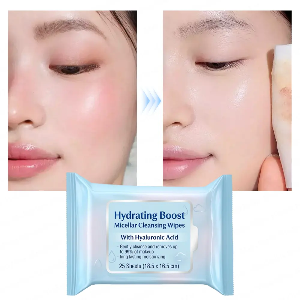 Micellar Makeup Remover Wipes, Daily Face Cleanser Wipes, Hydrating With Aloe Vera, Oil-Free,Individually Wrapped for Travel