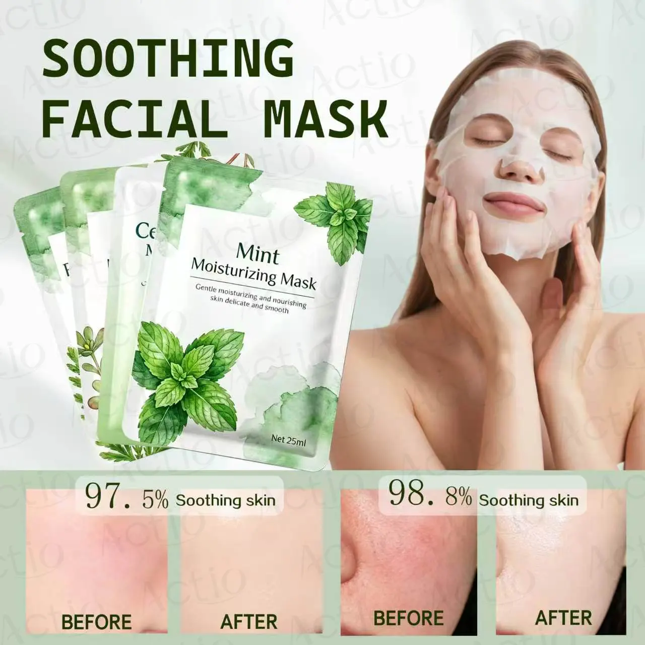 Private Label Smooth Facial Mask With Purslane Extract Soothing Repair & Improve Dullness Skin