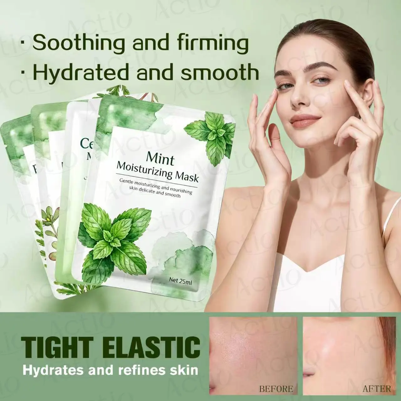 Private Label Smooth Facial Mask With Purslane Extract Soothing Repair & Improve Dullness Skin