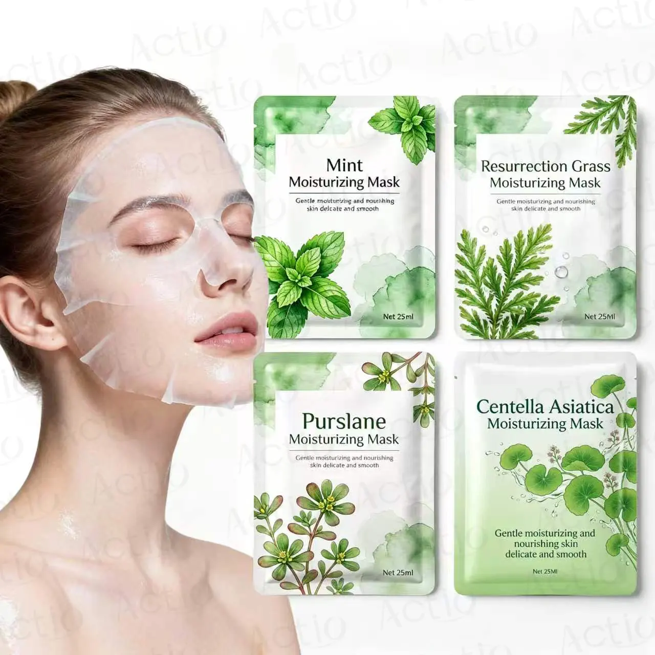 Private Label Smooth Facial Mask With Purslane Extract Soothing Repair & Improve Dullness Skin