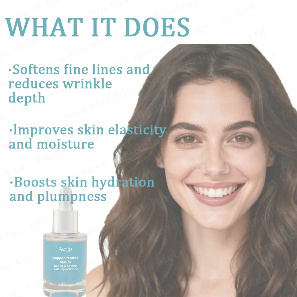 100% Pure Ghk-cu Copper Peptide Collagen Serum Gentle Anti-Aging Hydrating Serum for Sensitive to Dry Skin Reduces Wrinkles