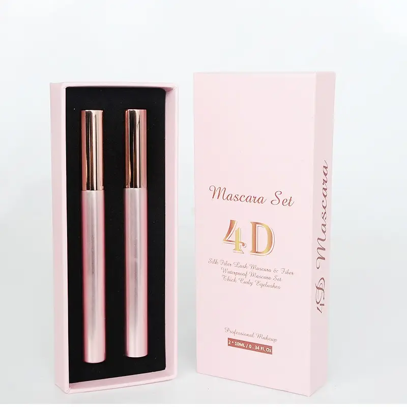 Private Label 2pcs Pink 4D for Mascara Set Long Lasting Waterproof Volume & Lengthening with Cream Primer Comes in Gift Box