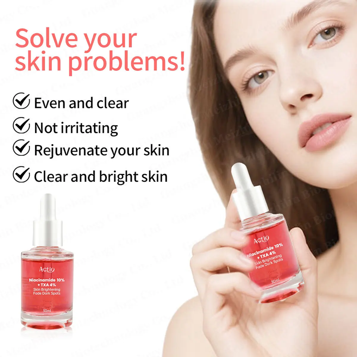 Custom Glowing Lightening Face Serum Overnight Hydrolyzed Niacinamide Moisturizing Lightening Nicotinamide Serum Essence