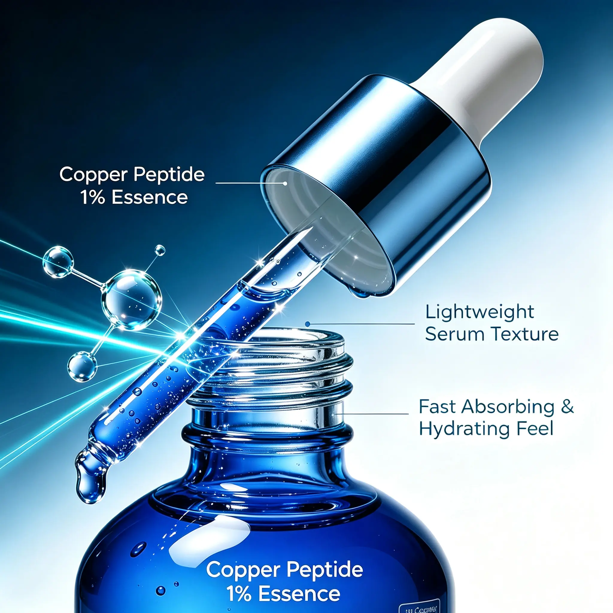 1% GHK-Cu Blue Copper Peptide Face Serum Anti-aging Anti-wrinkle Repairing Firming Lifting Collagen Booster 30ml 50ml OEM