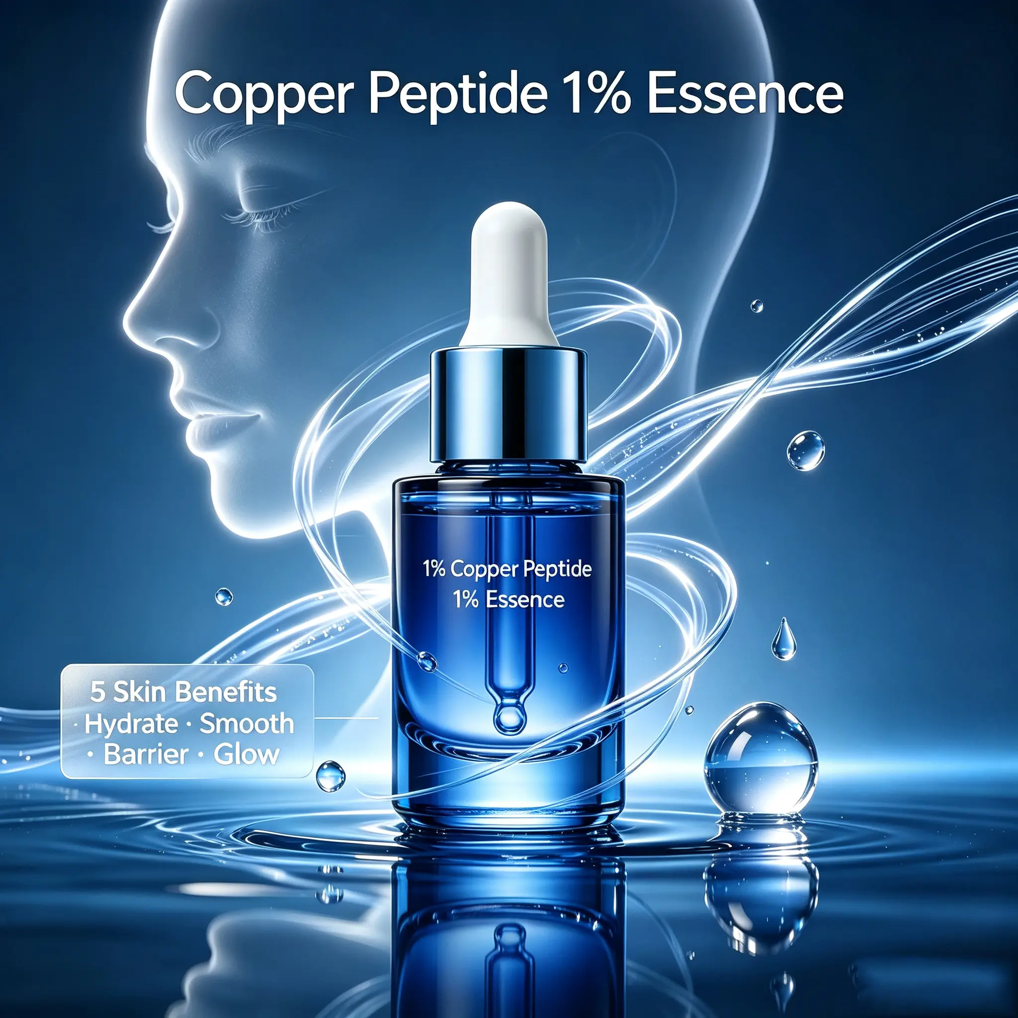 1% GHK-Cu Blue Copper Peptide Face Serum Anti-aging Anti-wrinkle Repairing Firming Lifting Collagen Booster 30ml 50ml OEM