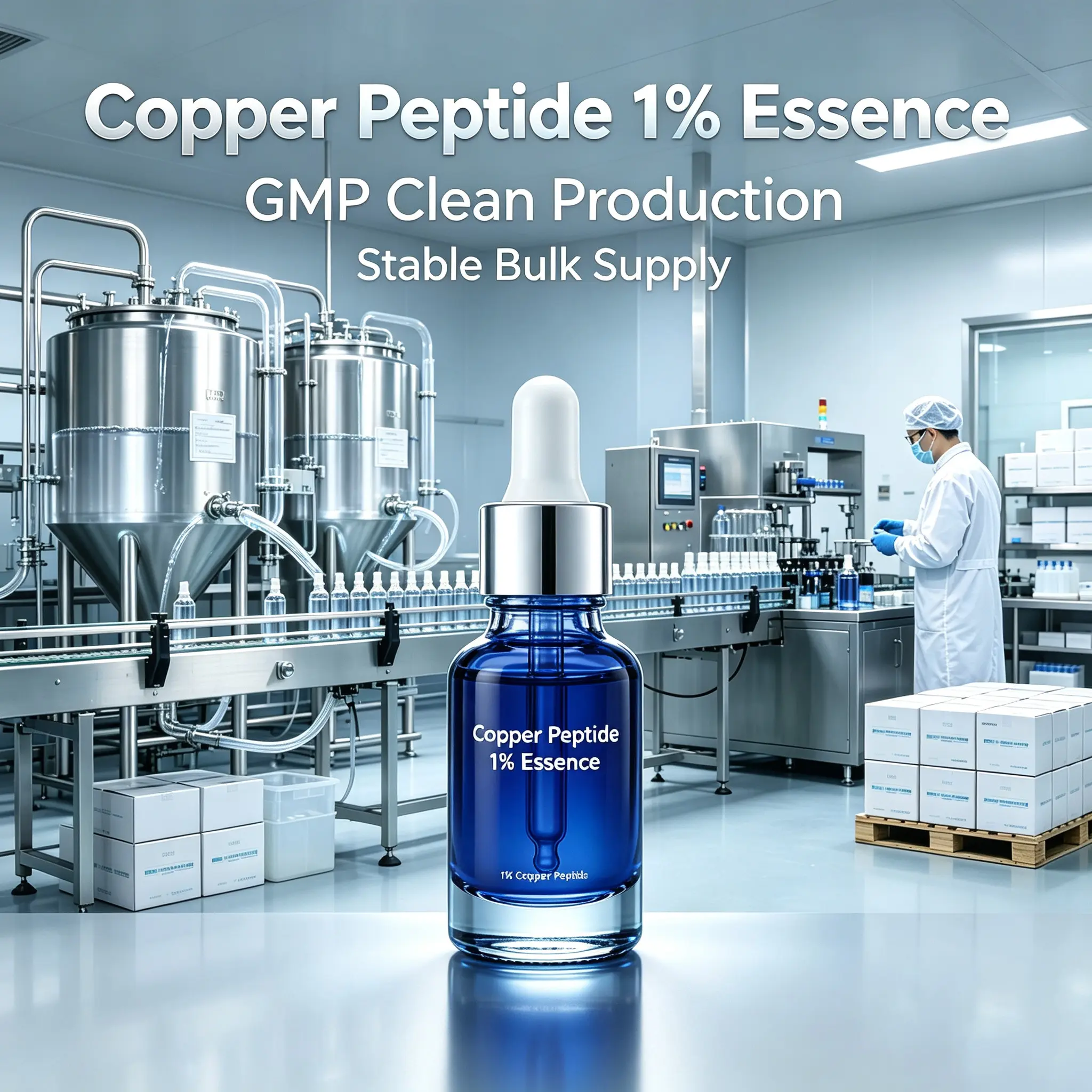 1% GHK-Cu Blue Copper Peptide Face Serum Anti-aging Anti-wrinkle Repairing Firming Lifting Collagen Booster 30ml 50ml OEM