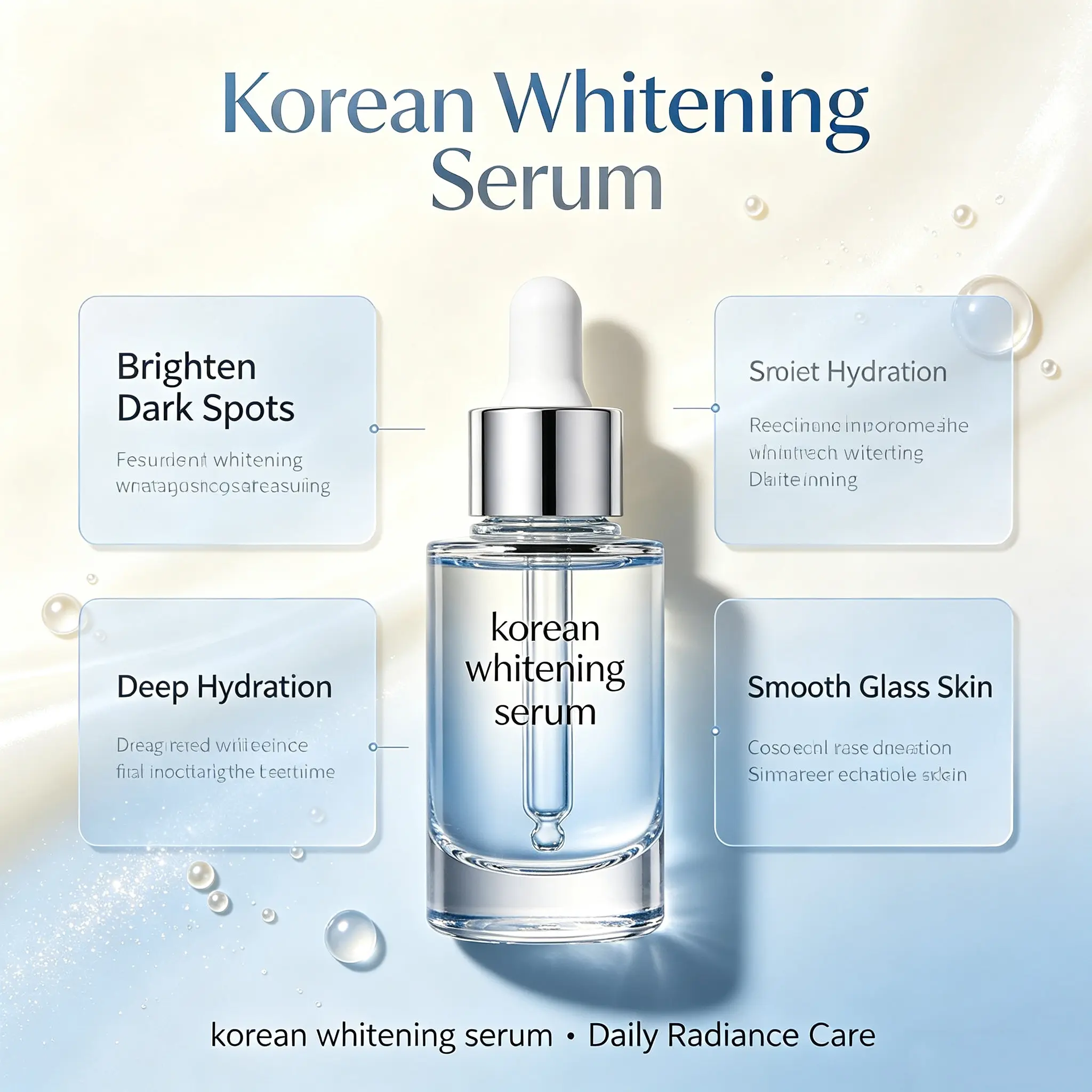 Korean Whitening Serum, Hydrating Brightening Face Serum for Dark Spots, Even Tone and Glass Skin Glow