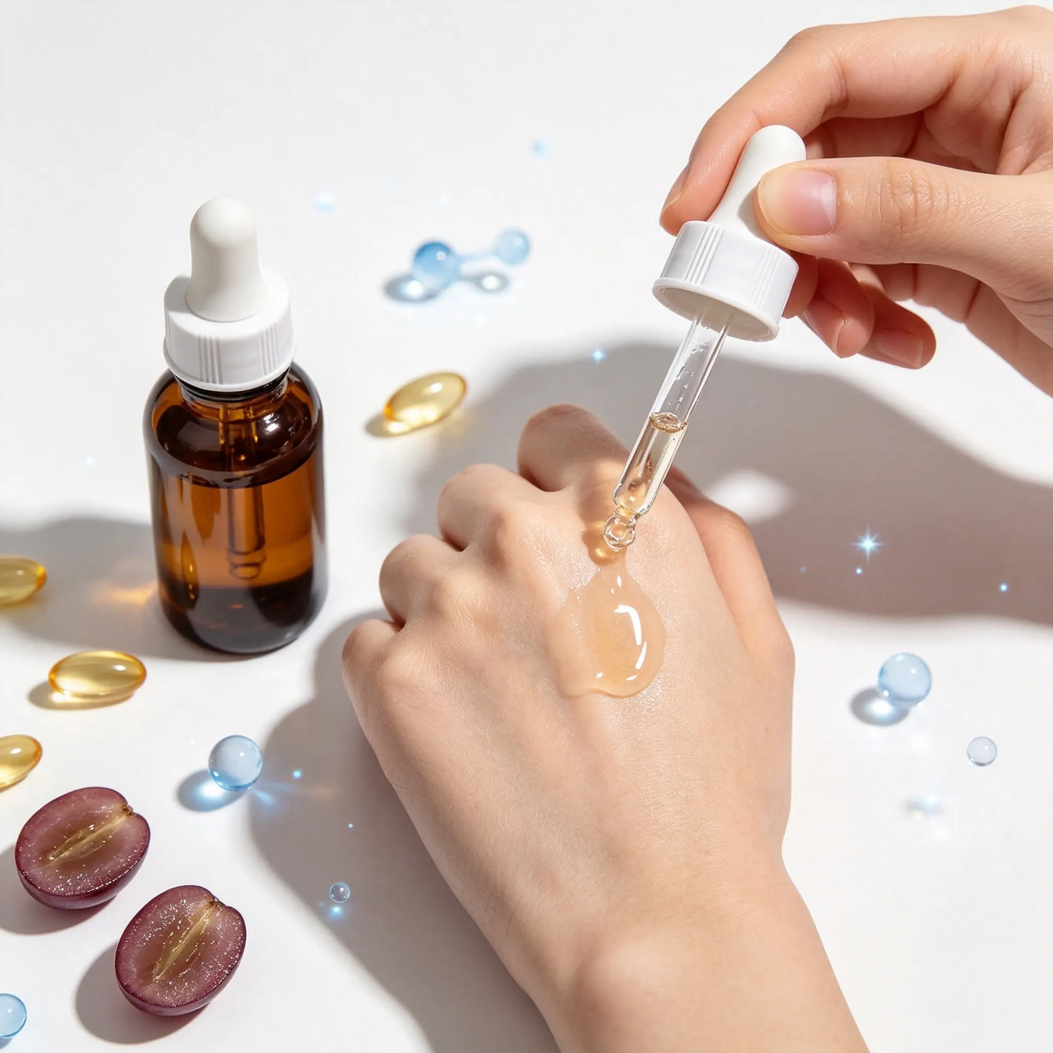 Anti-Aging Hydrating Face Liquid Custom Label OEM Natural Grape Seed Extract Serum